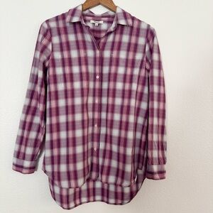 Madewell Ex Boyfriend plaid oversized button shirt size medium